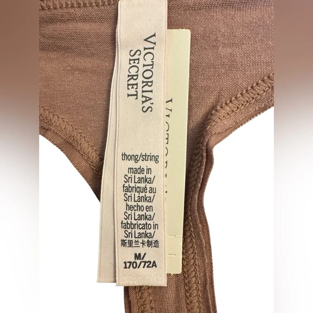 Victoria’s Secret Brown Logo Embellished Thong Women’s Size Medium - Picture 4 of 9